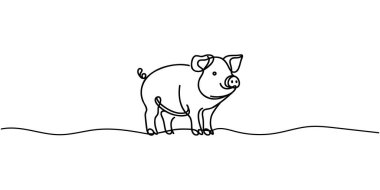 Bir satır dizayn edilmiş pig.tr silueti. Minimalist biçim vektör illüstrasyonu.