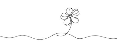 Çiçek sürekli bir çizgi olarak çizilir. Vektör illüstrasyonu