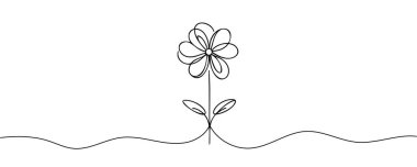 Çiçek sürekli bir çizgi olarak çizilir. Vektör illüstrasyonu