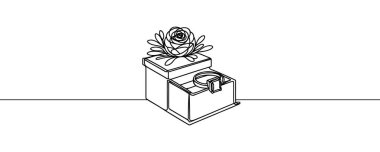 Kutuda alyans, sürekli çizgi çizimi. Bir satır sanat, alyanslar.