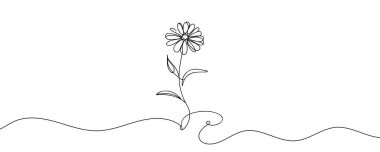 Çiçek sürekli bir çizgi olarak çizilir. Vektör illüstrasyonu