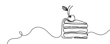 Devamlı bir dilim kek. Kafe, fırın, restoran konsepti. vektör illüstrasyonu