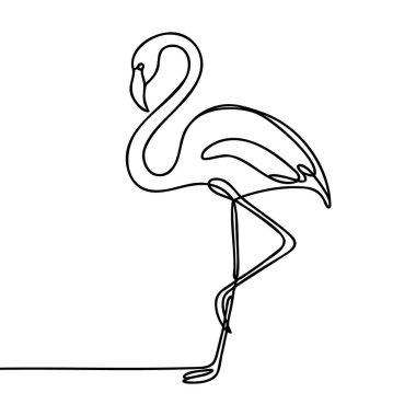 Flamingo 'nun aralıksız bir çizimi. Ana hatlı Vektör illüstrasyon tasarımı