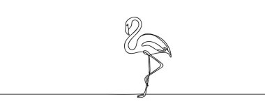 Flamingo 'nun aralıksız bir çizimi. Ana hatlı Vektör illüstrasyon tasarımı