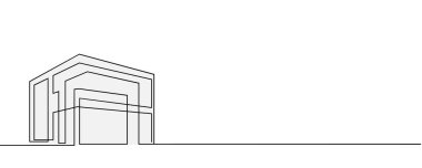 Modern ev beyaz arka planda izole edilmiş, sürekli çizim tarzında. Vektör illüstrasyonu