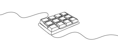 Çikolata, sürekli çizilen bir çizgi. Açılan çikolata minimal vektör çizimi