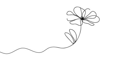 Çiçek sürekli bir çizgi olarak çizilir. Vektör illüstrasyonu.