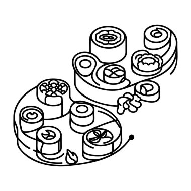 Suşi rulosu kesintisiz bir çizgi deseni çizdi
