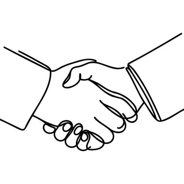 El sıkışma sürekli çizgi vektör çizimi. İş anlaşması vektör kavramı.