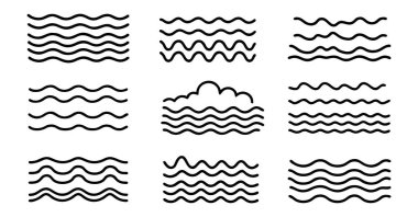 Bir dizi çizgi su dalgaları simgesi, işaret.