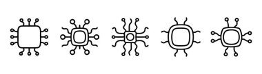 Beyaz arkaplanda izole edilmiş çip simgeleri kümesi