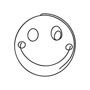 Sürekli gülümseyen bir çizgi beyaz arkaplanda izole edilmiş vektör çizimi.