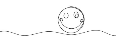 Sürekli gülümseyen bir çizgi beyaz arkaplanda izole edilmiş vektör çizimi.