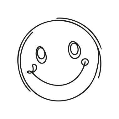Sürekli gülümseyen bir çizgi beyaz arkaplanda izole edilmiş vektör çizimi.