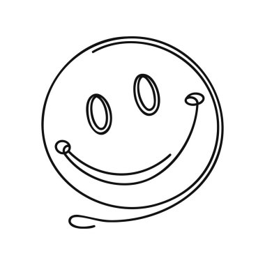 Sürekli gülümseyen bir çizgi beyaz arkaplanda izole edilmiş vektör çizimi.