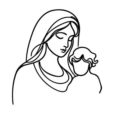 Devamlı bir satır. Evlen ve bebek İsa 'yla evlen. Asgari düzeyde. Kavramsal Noel hikayesi