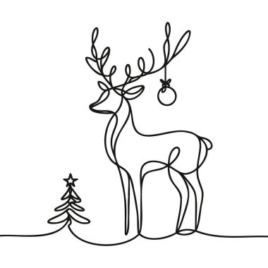 Yılbaşı geyiği çizimleri devam ediyor. İmpala logosu. Vektör illüstrasyonu