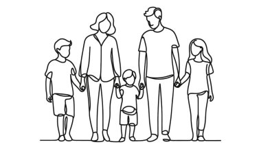 Mutlu aile tek bir satırda el ele tutuşuyor..