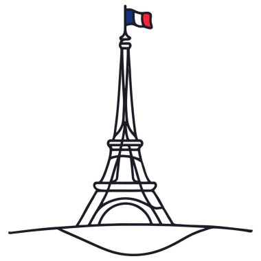 Eyfel Kulesi Beyaz arkaplanda izole edilmiş bir çizgi çiziyor.