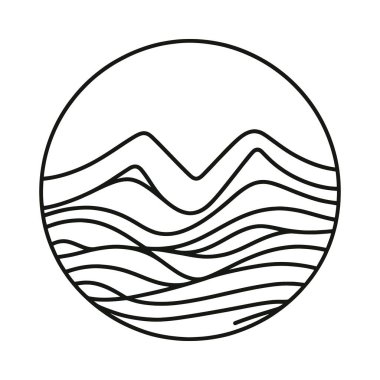 Aralıksız tek çizgi halinde sanat el çizimi profesyonel vektör minimalist dağ illüstrasyonu.