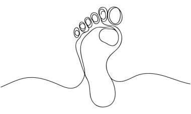 Çıplak ayakla aralıksız çizilmiş bir çizgi. Vektör illüstrasyonu.