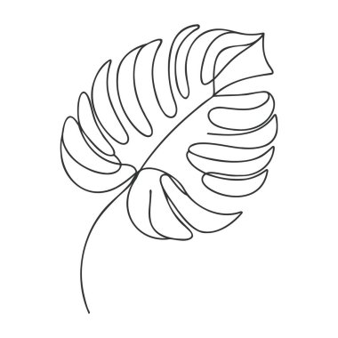 Canavar yaprak çizgisi sanatı. Katılım çizimi. Minimalizm sanatı. Modern dekor.