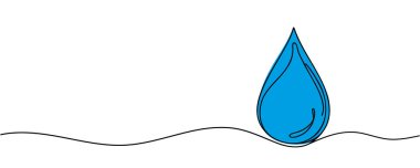 Devamlı iniş çizgisi. Su bırakma hattı simgesi. Bir çizgi arkaplan çiziyor. Vektör çizimi. Su damlası kesintisiz hat