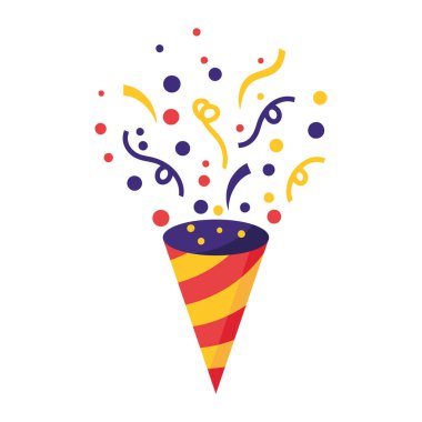 Konfeti Partisi Popper simge vektörü, logo illüstrasyonu beyaz üzerine izole edildi.