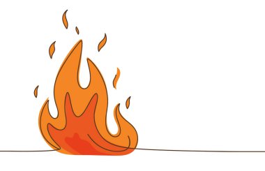 Tek sıra halinde sürekli ateş altında. Bir satır sanat vektörü illüstrasyonunu ateşle