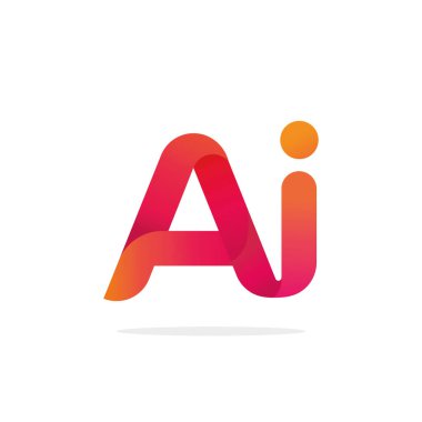 Modern yapay zeka logosu. Cesur, yuvarlak harfler, düzgün kıvrımlar ve gölgeler. Beyaz arka planda gelecekçi, teknolojik tasarım.