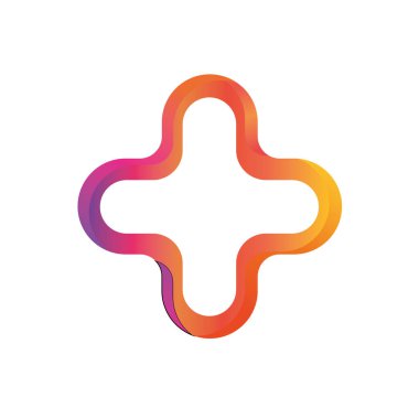 Haçlı bir logo şablonu ve tıp ve sağlık hizmetlerinin modern bir konsepti.