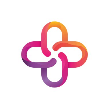 Haçlı bir logo şablonu ve tıp ve sağlık hizmetlerinin modern bir konsepti.