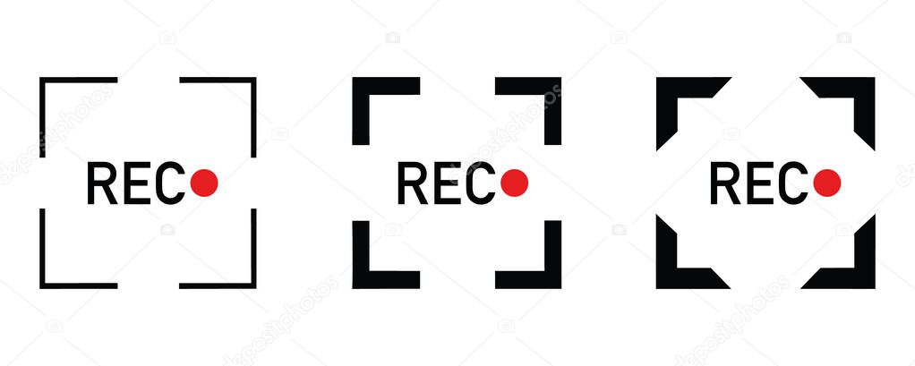 Rec. Set recording sign. Currently recording. Vector stock illustration