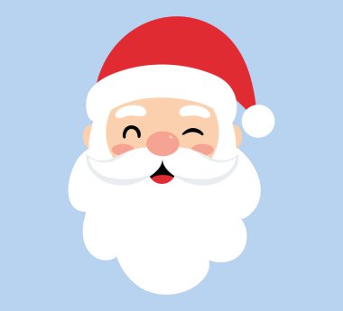Şirin Noel Baba kafası, düz dizayn. Vektör illüstrasyonu