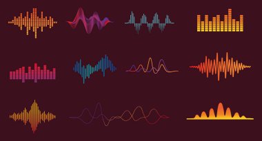 Fütürist renklerde bir ses dalgası eşitleyicisi.