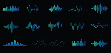 Fütürist renklerde bir ses dalgası eşitleyicisi.