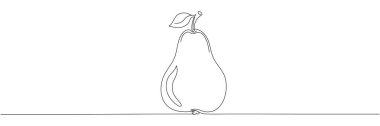 Armut, tek sıra çizim. Aralıksız çizilmiş meyveler. Minimalist el yapımı vektör çizimi. Düzenlenebilir vuruş