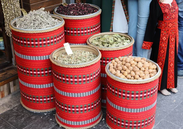 Frutos Secos Mercado Especiarias Amã Jordânia — Fotografia de Stock