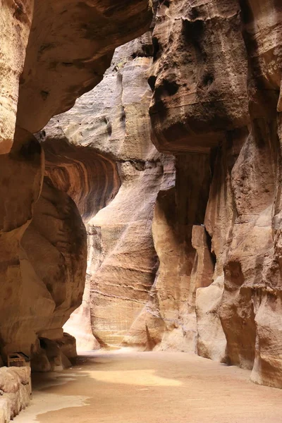 Schlucht Canyon Siq Bei Der Antiken Stadt Petra Jordanien — Stockfoto