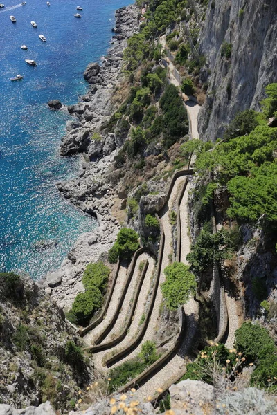 Chemin Serpentin Appelé Rue Krupp Capri Italie — Photo