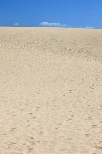 stock image Human footsteps in the sand dunes of a desert