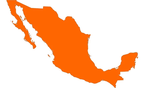 Karta Över Mexiko Fylld Med Orange Färg — Stockfoto