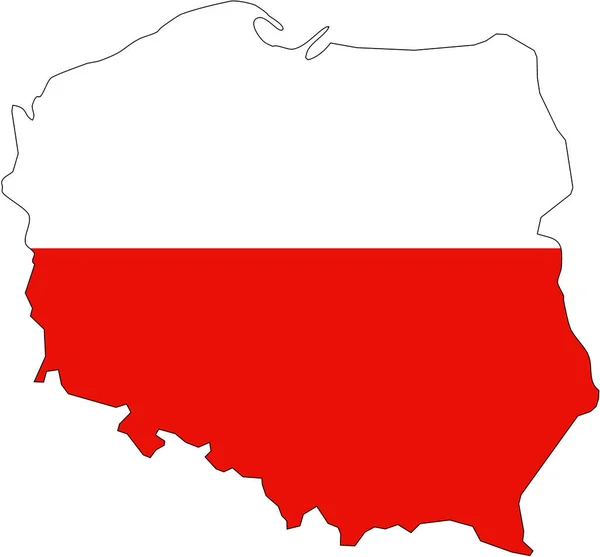 Mapa Polonia Lleno Colores Oficiales Bandera —  Fotos de Stock