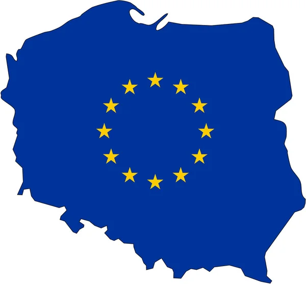 Карта Польщі Наповнена Прапором Європейського Союзу — стокове фото