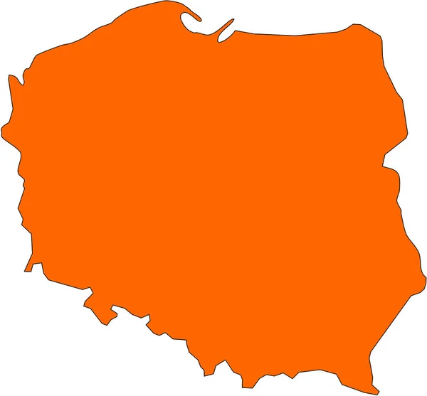 Karta Över Polen Fylld Med Orange Färg — Stockfoto