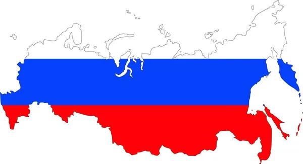 俄罗斯地图上挂满了官方国旗的颜色 — 图库照片