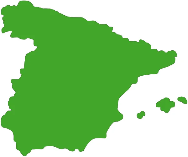 Mapa Espanha Cheio Cor Verde — Fotografia de Stock