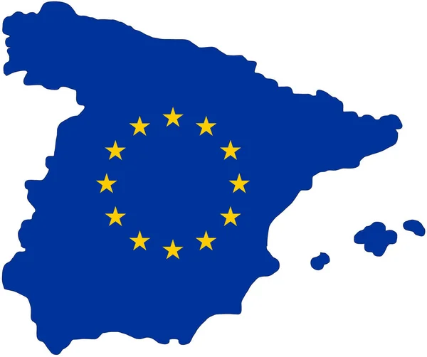 Карта Испании Флагом Европейского Союза — стоковое фото
