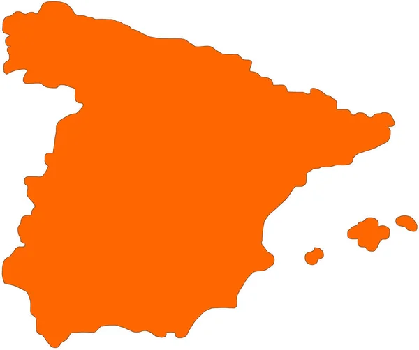 Mapa Hiszpanii Wypełniona Pomarańczowym Kolorem — Zdjęcie stockowe