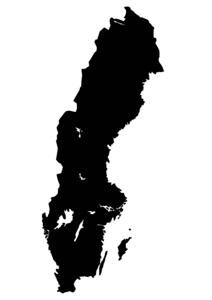 Χάρτης Της Σουηδίας Γεμισμένος Μαύρο Χρώμα — Φωτογραφία Αρχείου